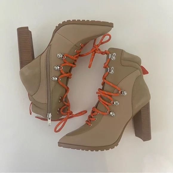 Steve Madden Kare Lace-Up Boot In Sand Multi Color - New In Box - Reemoly